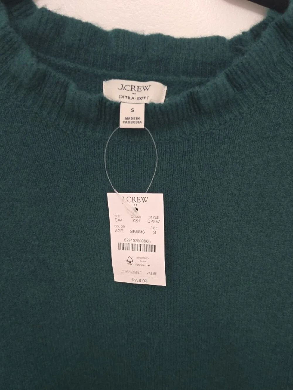 J. Crew Dark Teal Long Sleeve Ruffle Neck Knit Dress